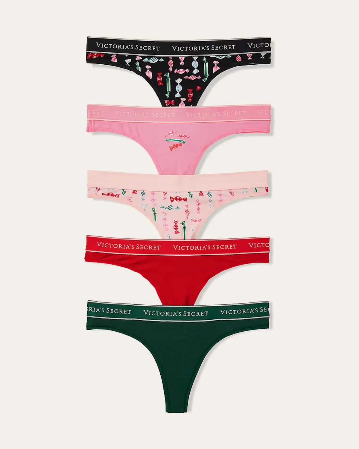 Pack x5 panties, línea logo Victoria's Secret, Diseño 1